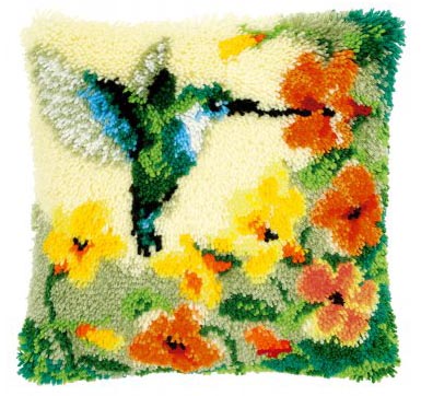 Hummingbird and Flowers Pillow