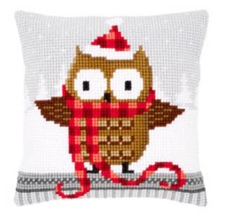 Owl in Santa Hat Cushion Kit