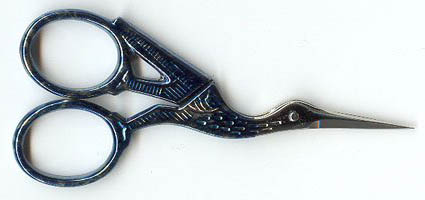Blue Handle Stork Embroidery Scissors