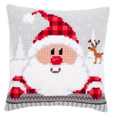 Santa in Plaid Hat Pillow Kit